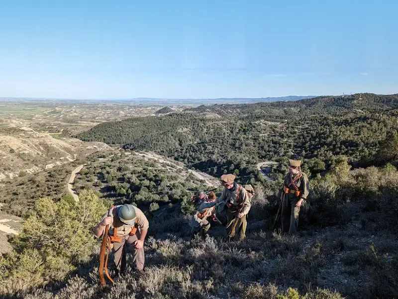 Recreadores de El Comité en la sierra de Alcubierre, escenario del frente de Aragón, antes del incendio de 2026.